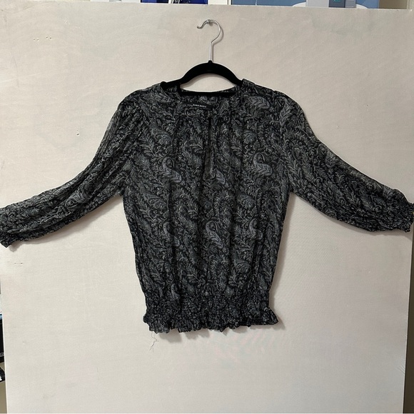 Zara Black and Gray Paisley Blouse - Picture 2 of 11